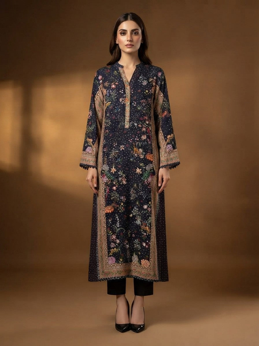 Noor-e-Shab elegant straight shirt
